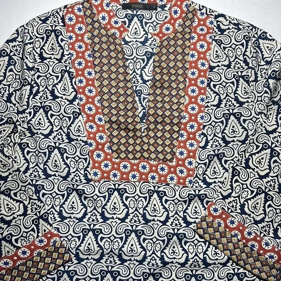 THML Anthropologie Womens Multicolored Boho V-Neck Tunic Top Size S - Picture 4 of 10